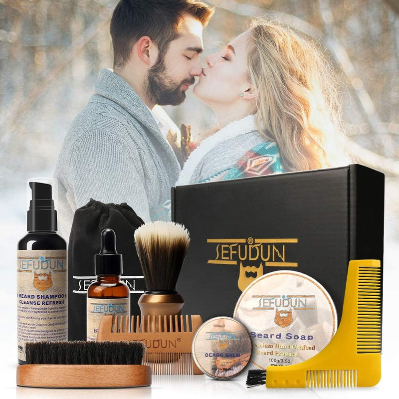 SEFUDUN 5-in-1 Beard Grooming Kit for Men, Moustache Treatment Set
