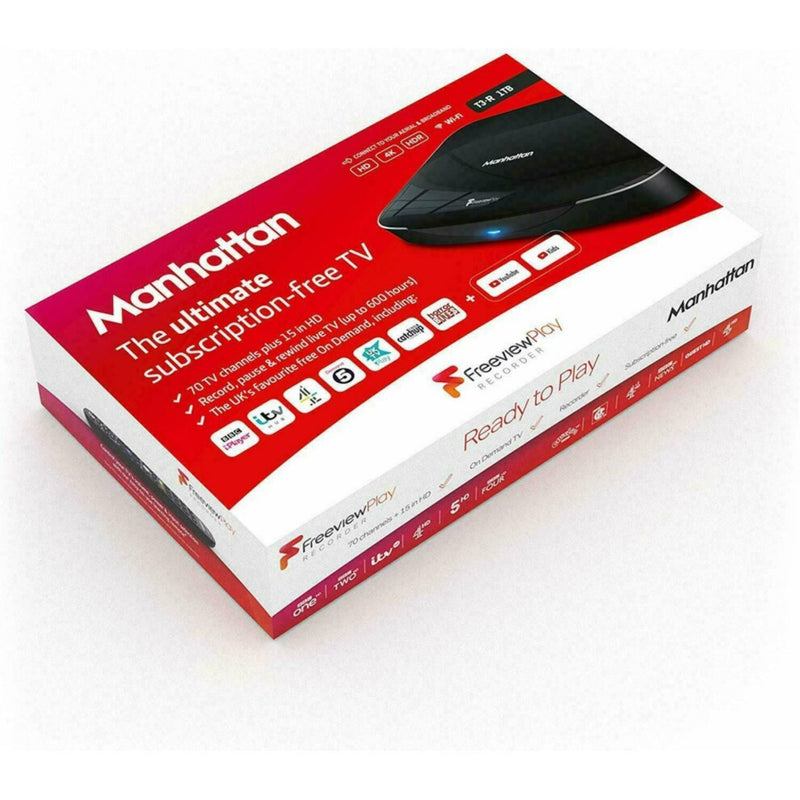 Manhattan T3-R Freeview + Play 1TB Hard Drive 4K Smart Recorder Receiver - Used - Like New Condition
